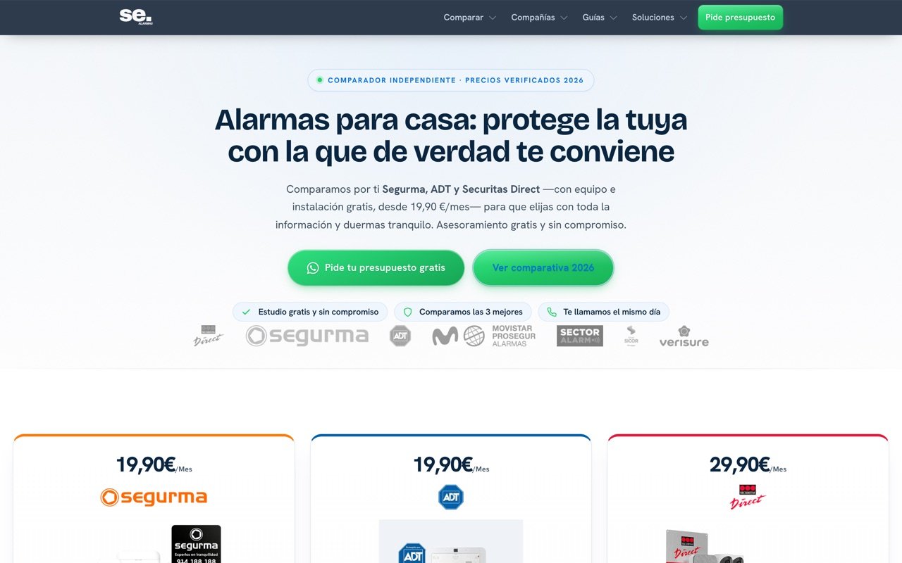 Captura de la web Alarmas SE (alarmas.se)