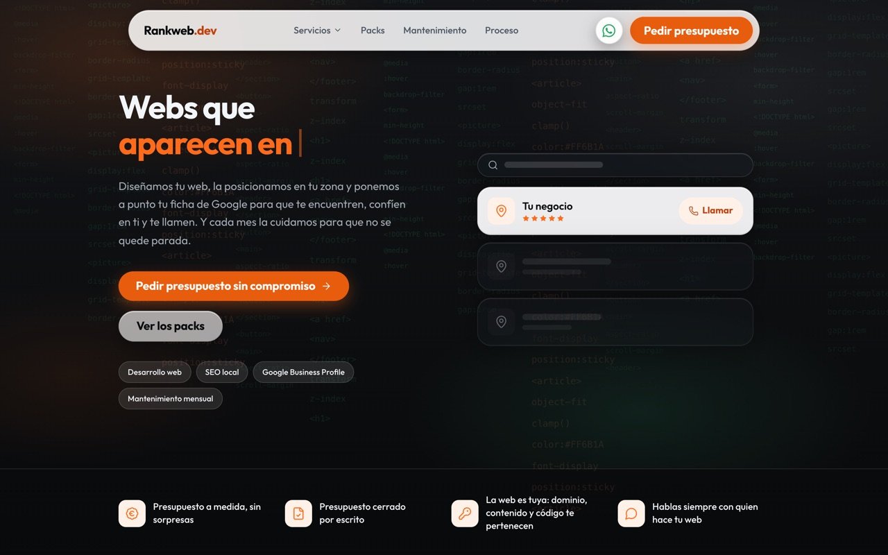 Captura de la web Rank Web (rankweb.dev)